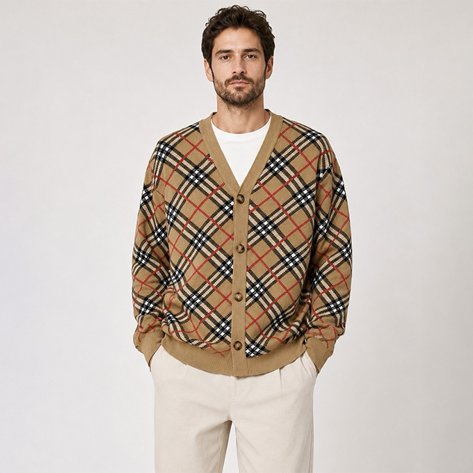 burberry vintage check jacquard v‑neck cardigan